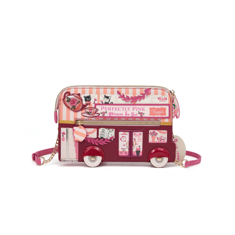 Perfectly Pink Afternoon Tea Bus Pouch Bag | Vendula London
