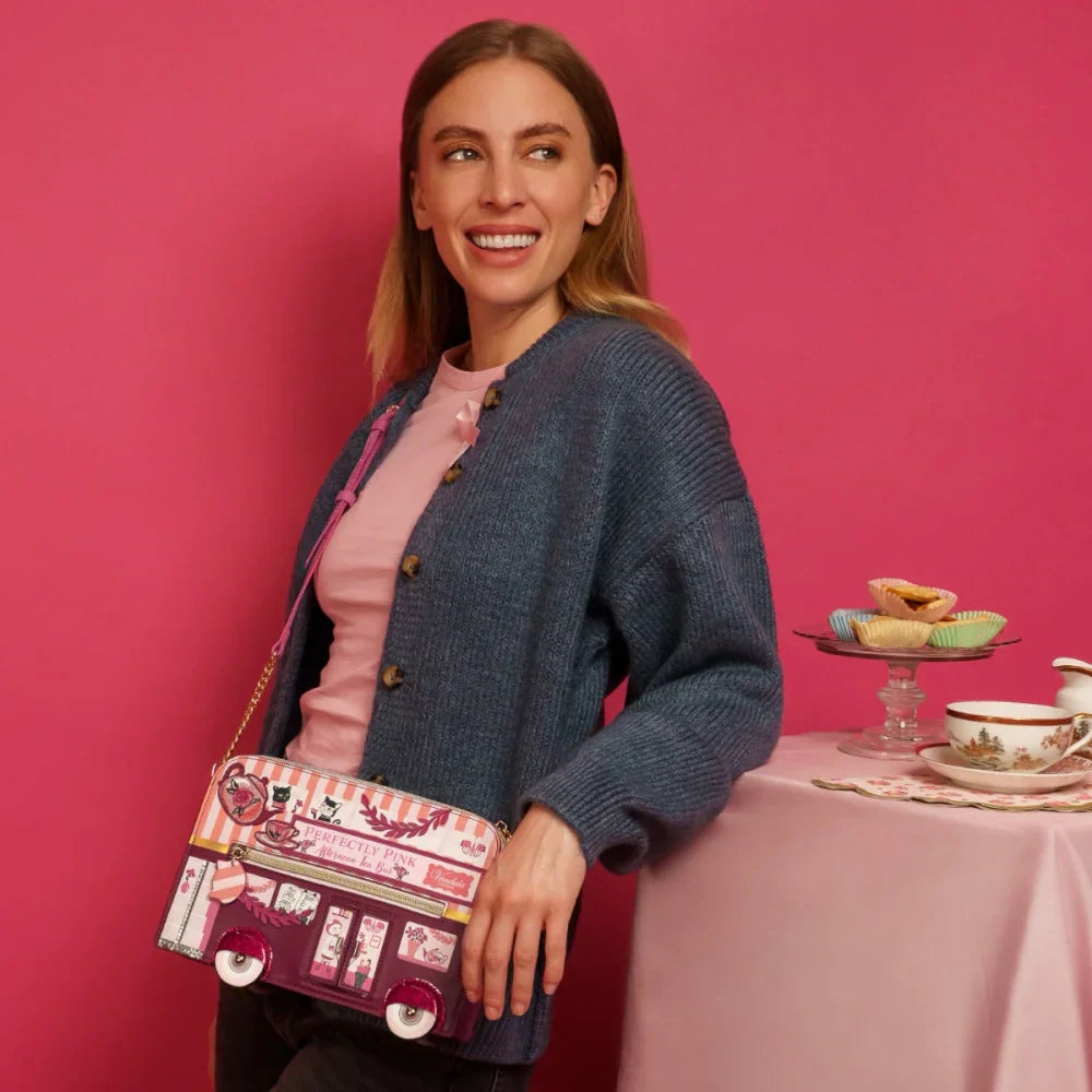 Perfectly Pink Afternoon Tea Bus Pouch Bag | Vendula London
