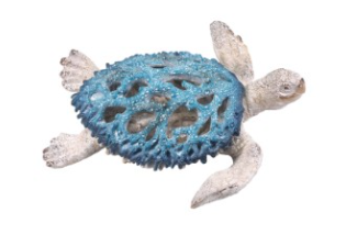 Blue Turtle with White Coral Décor - 31CM