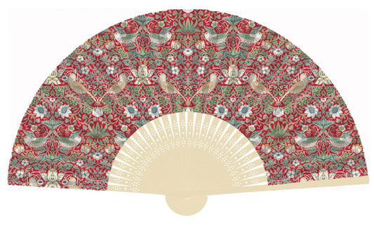 William Morris Strawberry Thief Red - Bamboo Fan