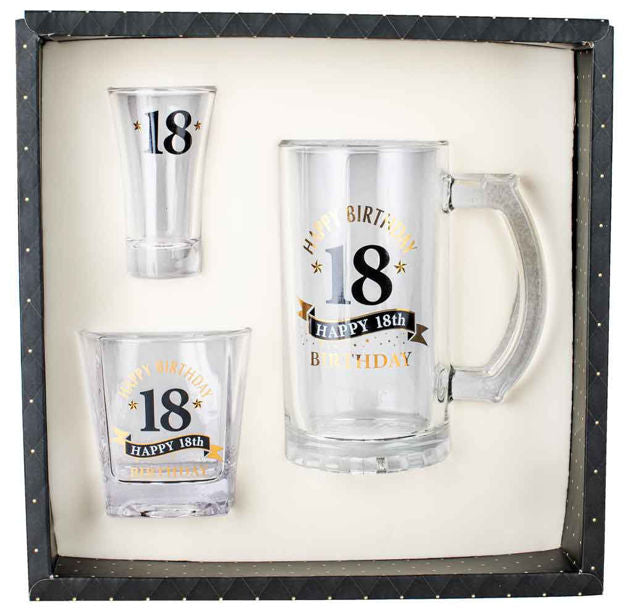 18th Birthday Stein Whisky Shot 3pc Set