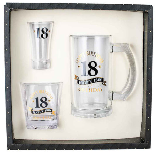 18th Birthday Stein Whisky Shot 3pc Set
