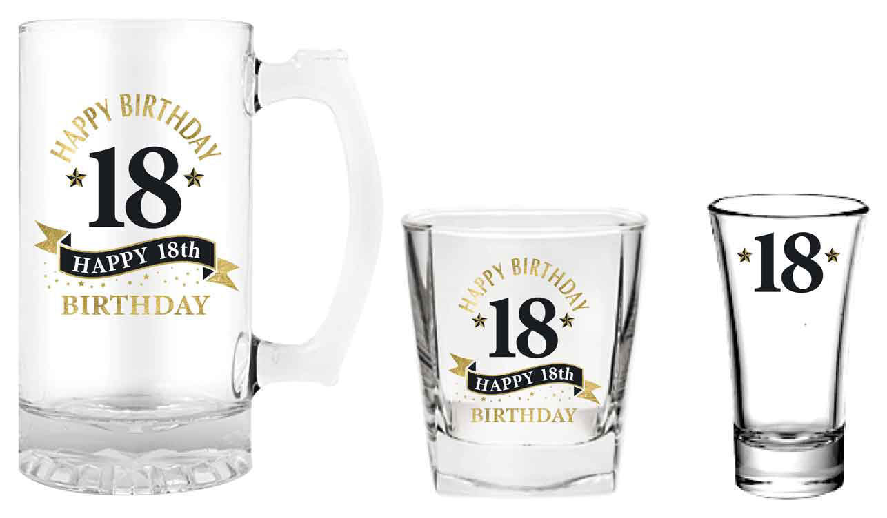 18th Birthday Stein Whisky Shot 3pc Set