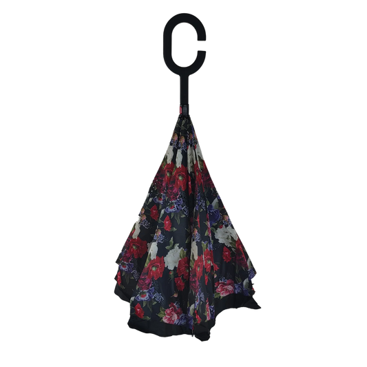 Umbrella - Bluhen (Black Floral)