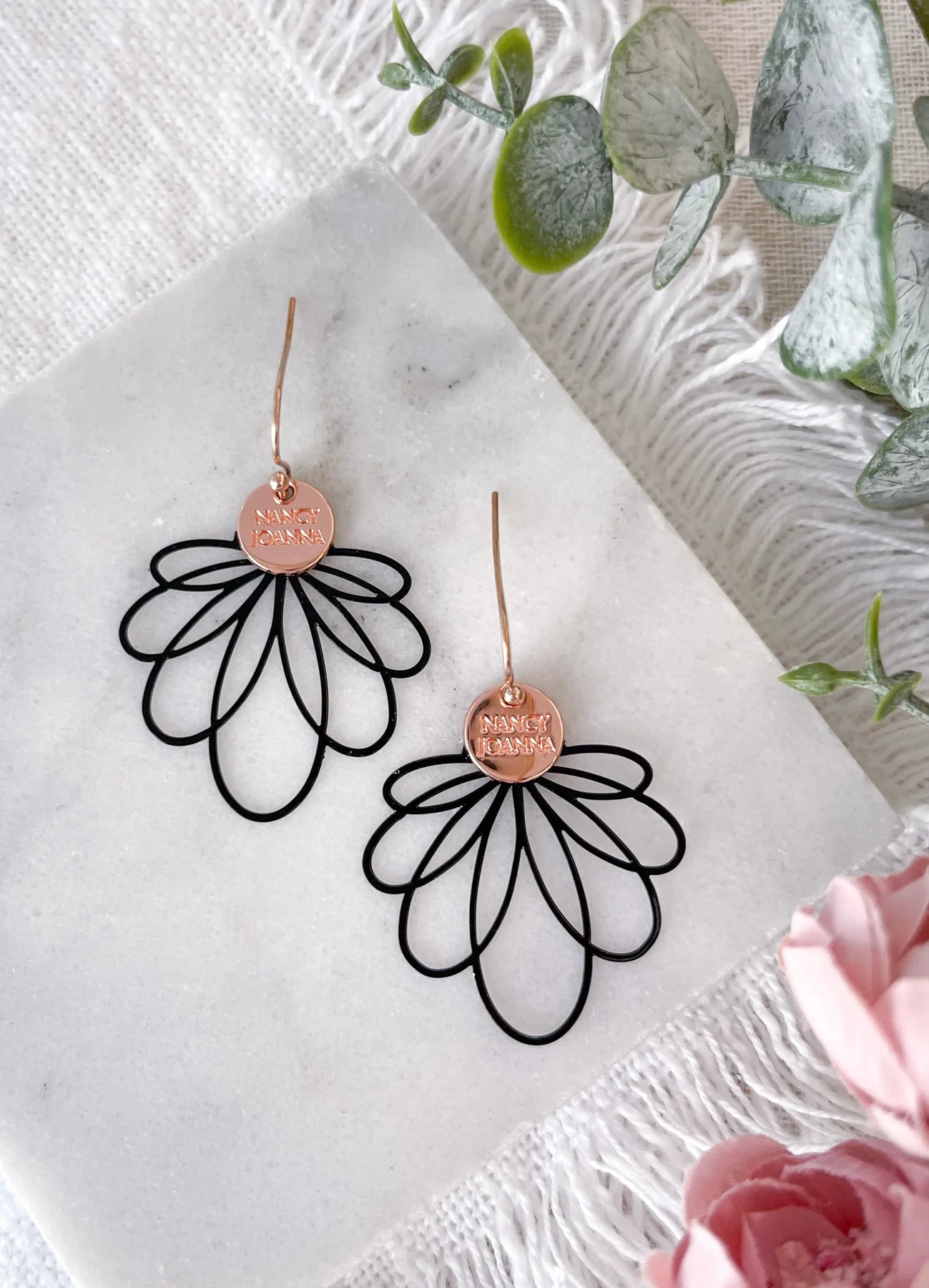 Black Water Lilly Lace Earrings | Nancy Joanna