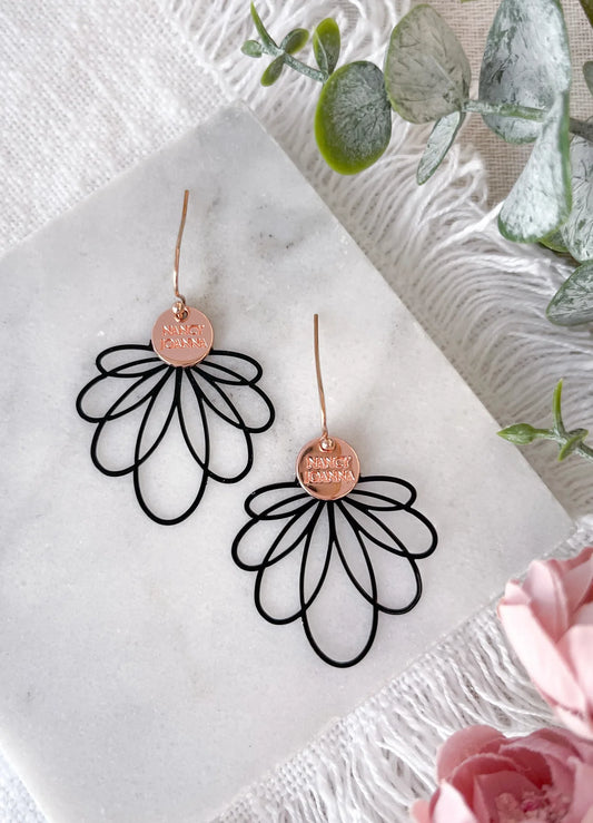 Black Water Lilly Lace Earrings | Nancy Joanna