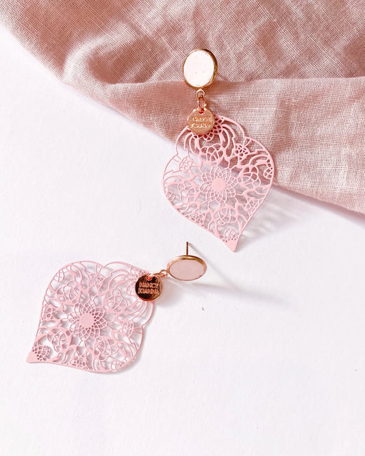 Blush Concrete with Pink Lace Earrings | Nancy Joanna