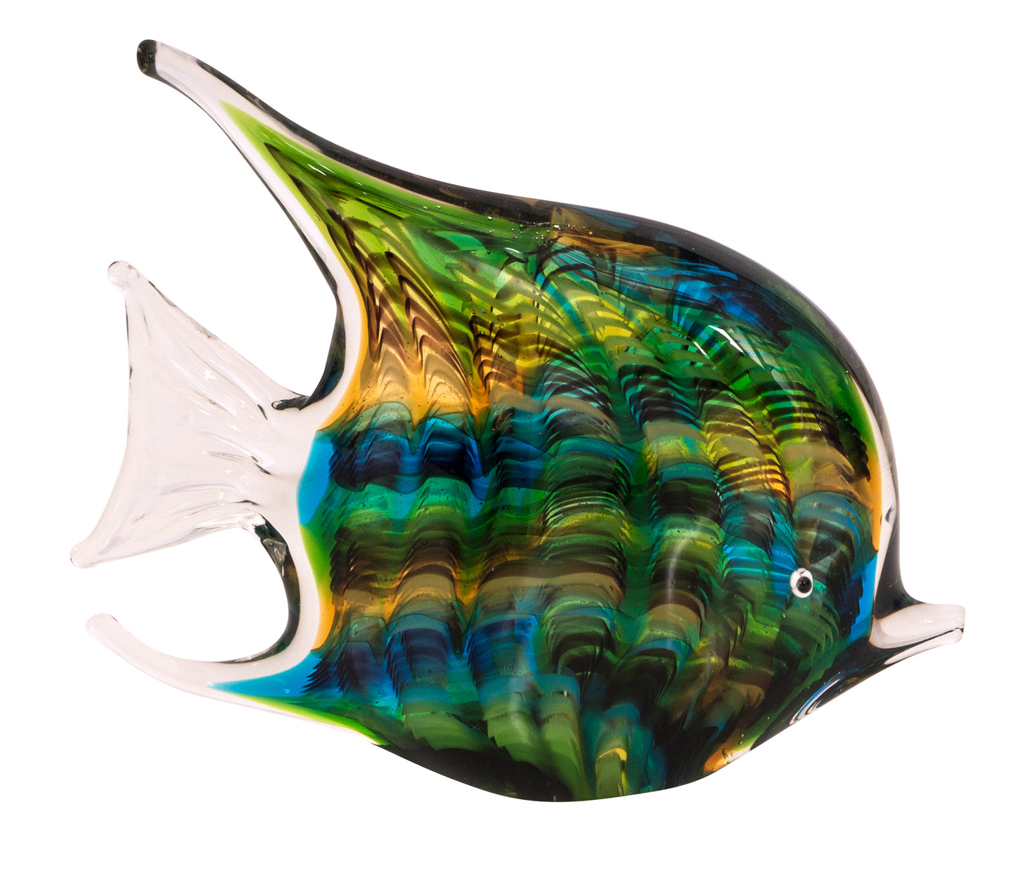 Coloured Glass Ornament - Fish Hola A Green 18x6x14cm