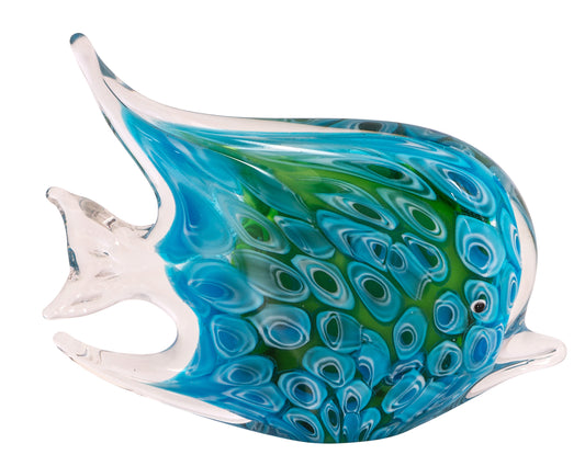 Coloured Glass Ornament - Fish Hola A Blue 18x6x14cm