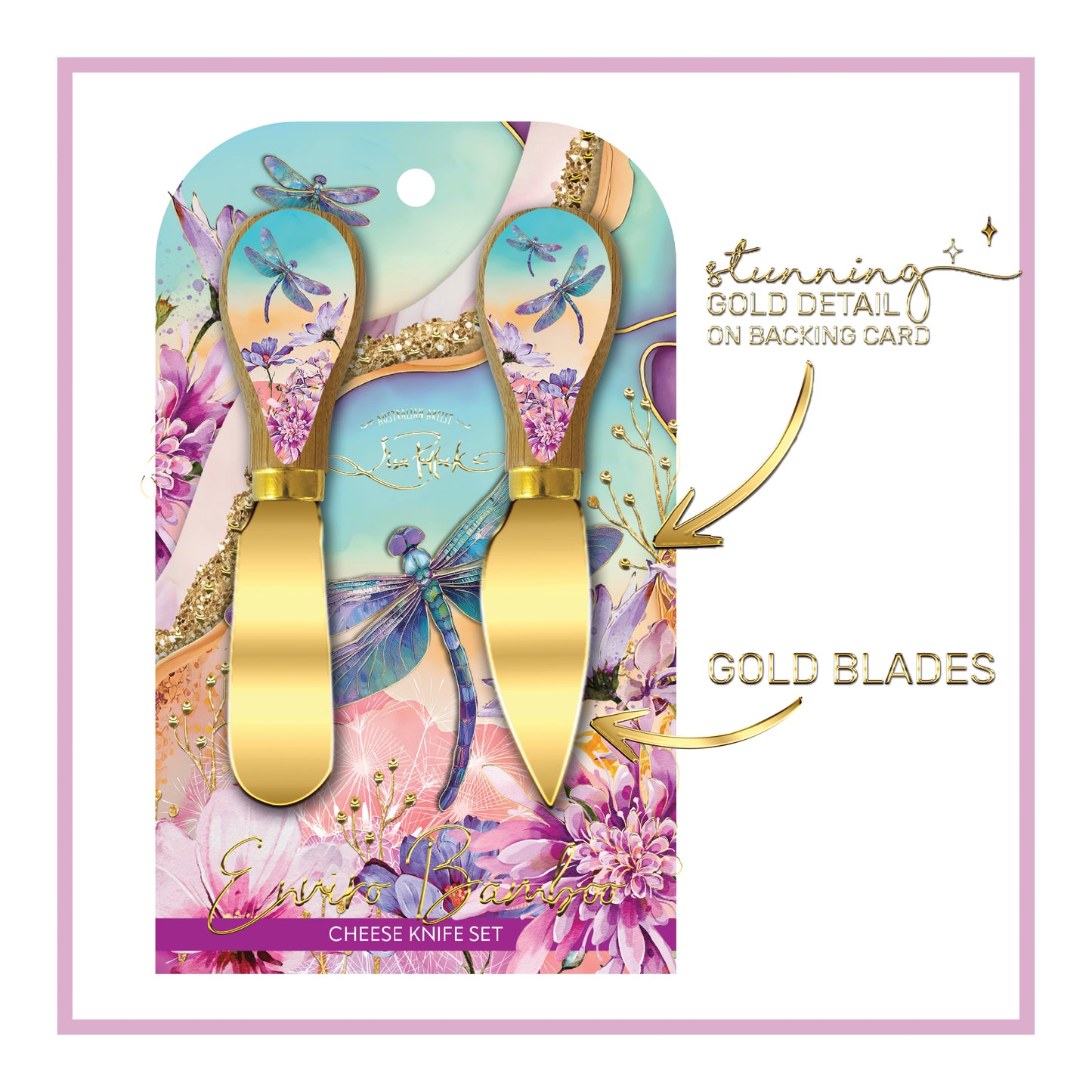 Cheese Knives with Bamboo Handles|  Set of 2 | Lisa Pollock