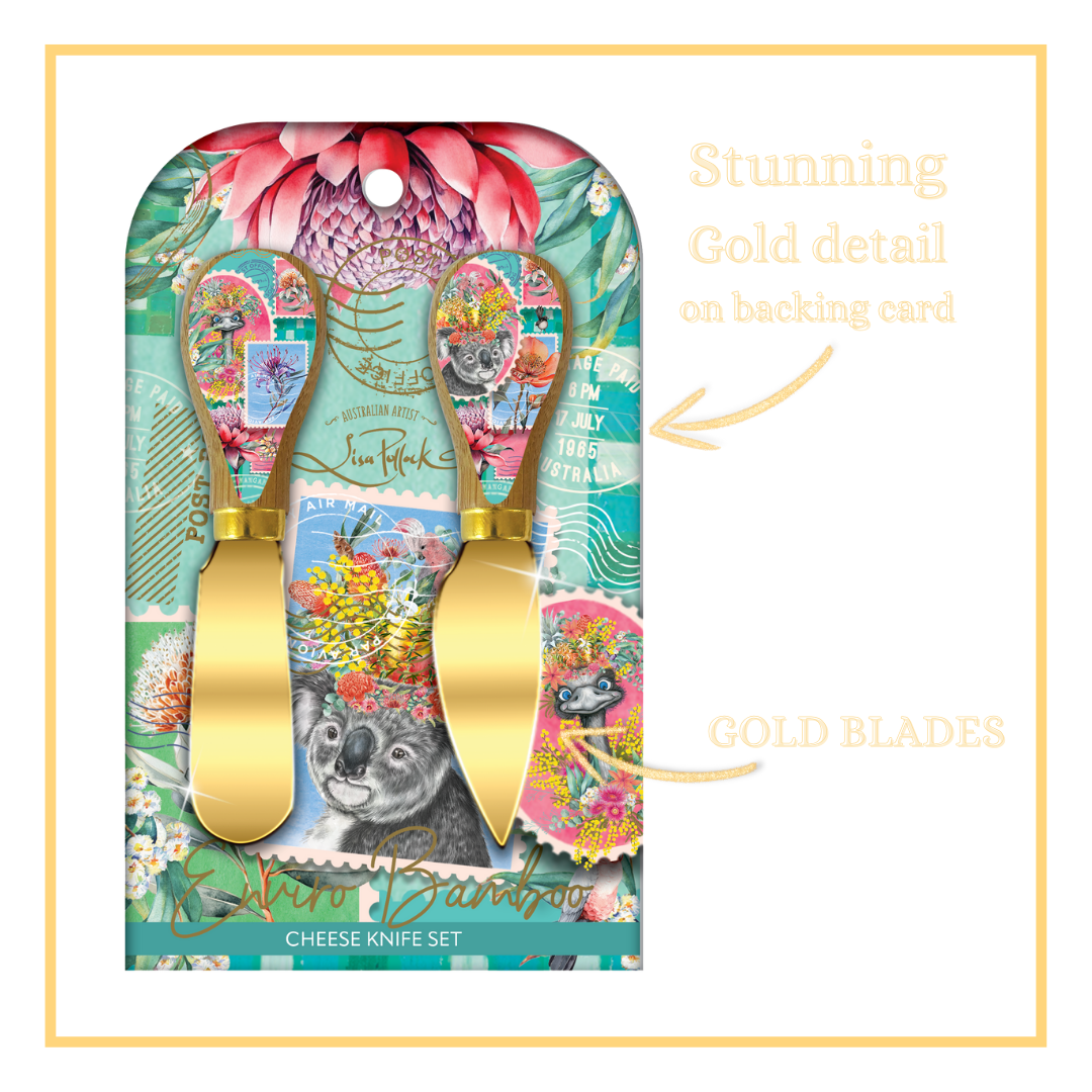 Cheese Knives with Bamboo Handles|  Set of 2 | Lisa Pollock