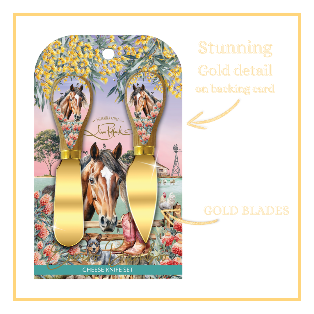 Cheese Knives with Bamboo Handles|  Set of 2 | Lisa Pollock