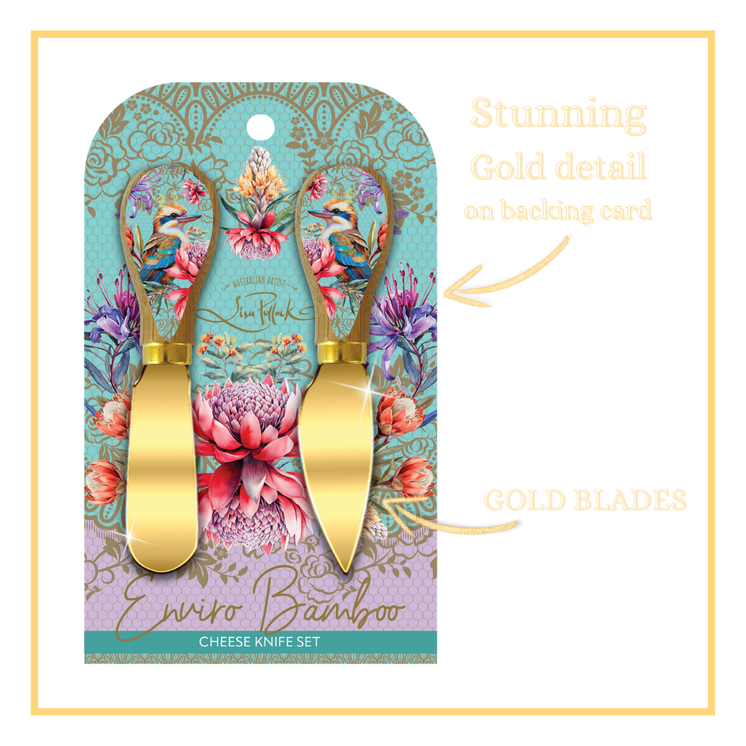 Cheese Knives with Bamboo Handles|  Set of 2 | Lisa Pollock