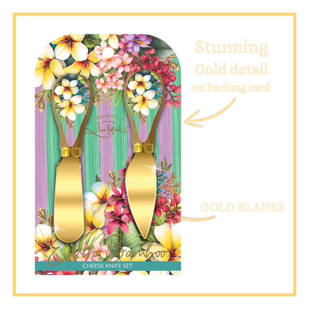 Cheese Knives with Bamboo Handles|  Set of 2 | Lisa Pollock