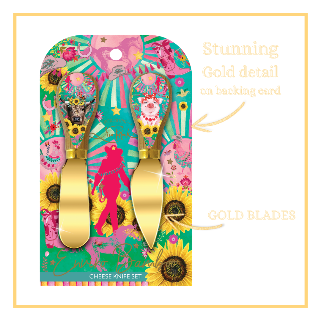 Cheese Knives with Bamboo Handles|  Set of 2 | Lisa Pollock