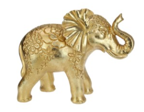 Gold Elephant with Floral Pattern - 32cm