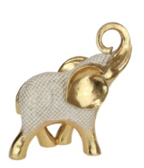 Gold Elephant with Lotus Pattern - 29CM