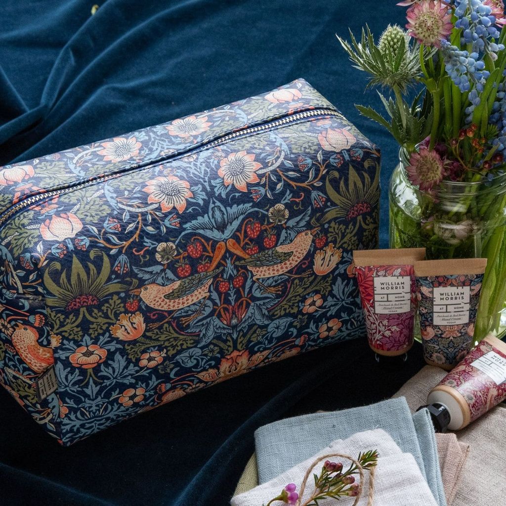 Strawberry Thief Large Toiletry Bag Blue | William Morris at Home