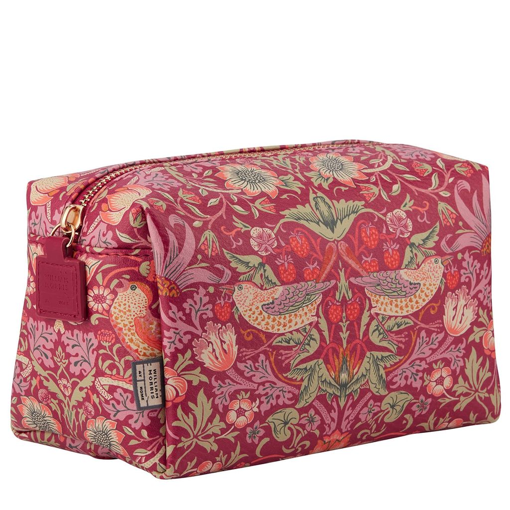 Strawberry Thief Medium Toiletry Bag Red | William Morris at Home