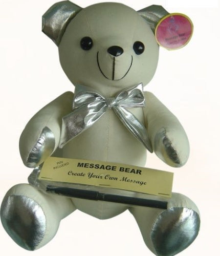 Silver Message Bear & Signature Pen 10.5″