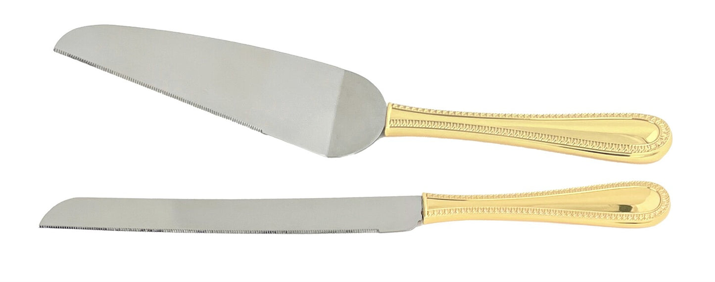 Silverplate Giftware - Cake Server And Knife Set Gold