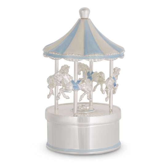 Blue Rocking Horse Carousel 8x8x12.8cm