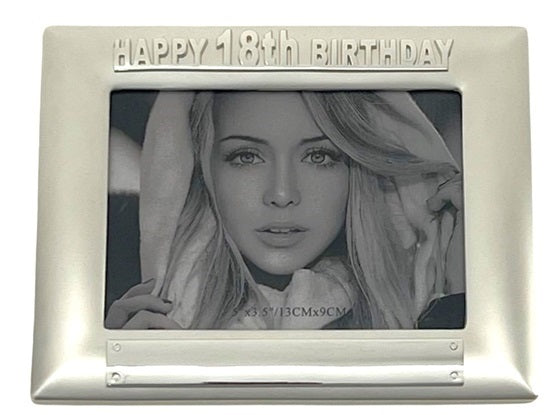 18Th Birthday Satin Silver Photo Frame 10cm x 15cm