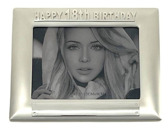 18Th Birthday Satin Silver Photo Frame 10cm x 15cm