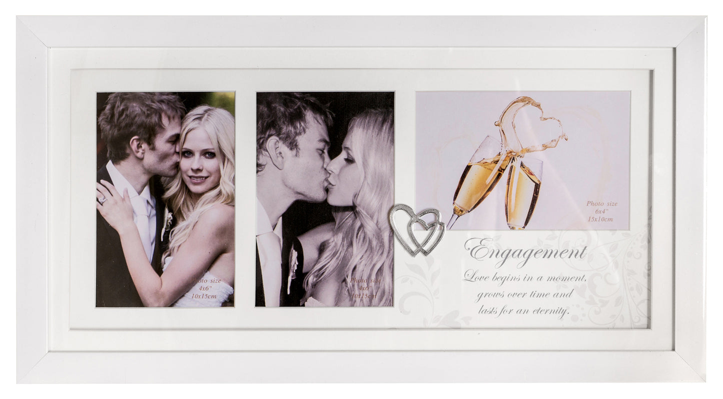 Modern Engagement Rectangle Photo Frame With 3 Openings