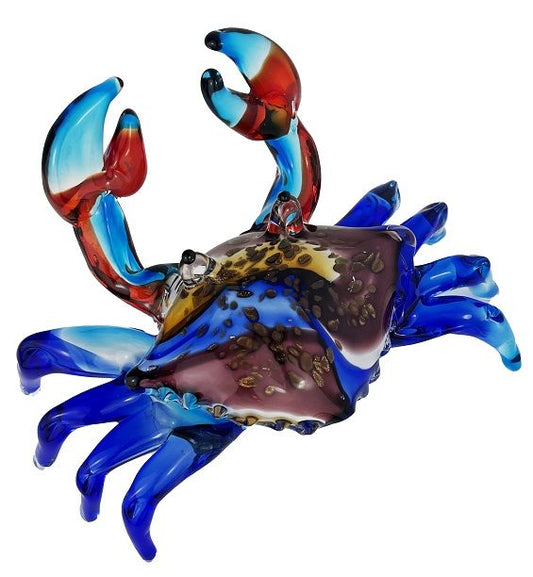 COLOURED GLASS BLUE SWIMMER CRAB