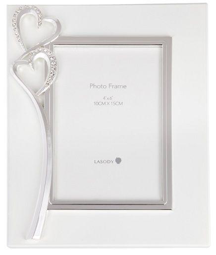 Deluxe White Frame with Silver Hearts