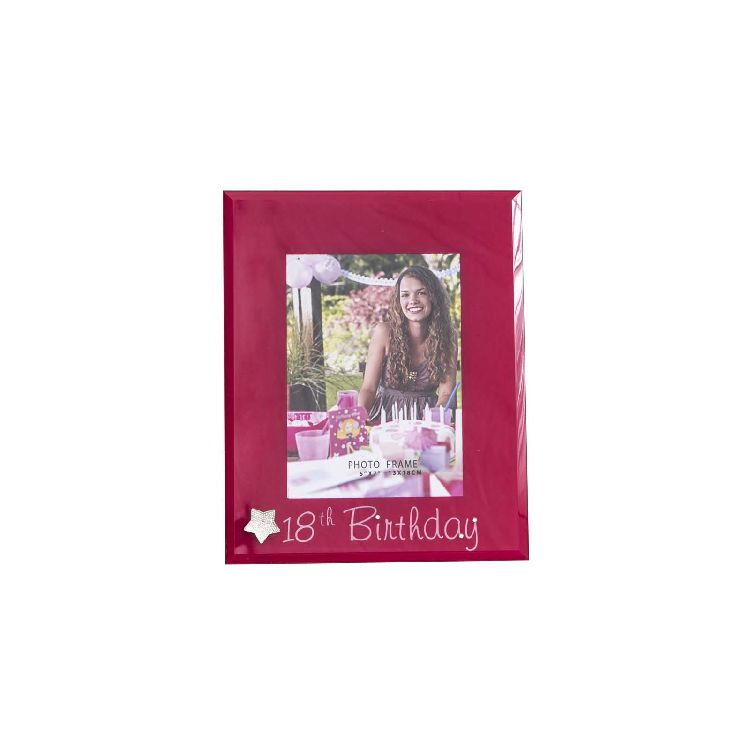 PHOTO FRAME GLASS -  STAR 18TH BIRTHDAY (RED)