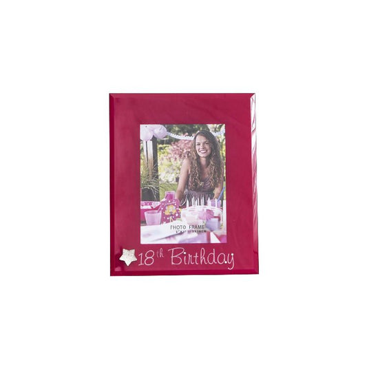 PHOTO FRAME GLASS -  STAR 18TH BIRTHDAY (RED)