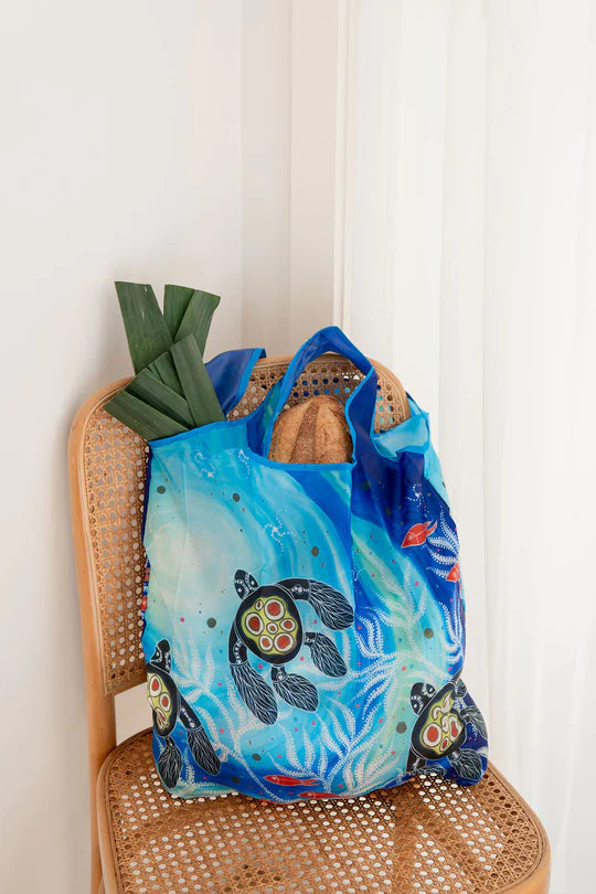 Aboriginal Turtle Recycled Plastic Bottle Bag 45cm