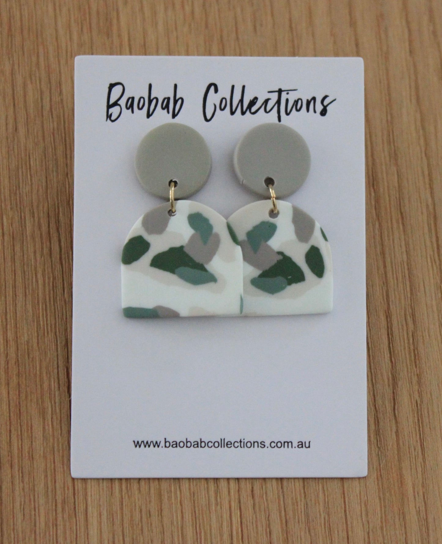 Emerald Camo Earring: Stone Drop w/Small Emerald Bell