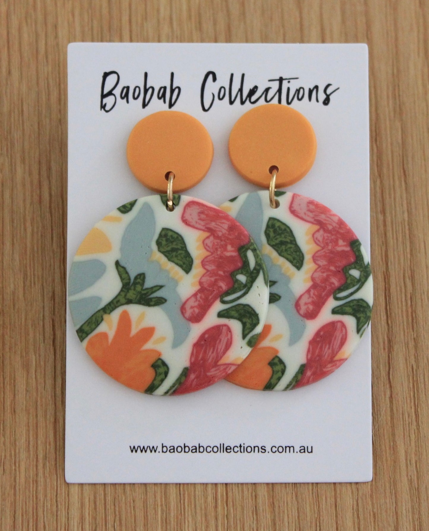 Summer Earring: Tangerine w/ Colourful Circular Drop