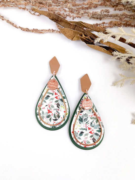 Double Teardrop Christmas Floral Drops | Nancy Joanna