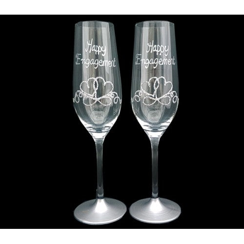 PAIR OF CHAMPAGNE FLUTES ENGAGEMENT (HEART OF ETERNITY)