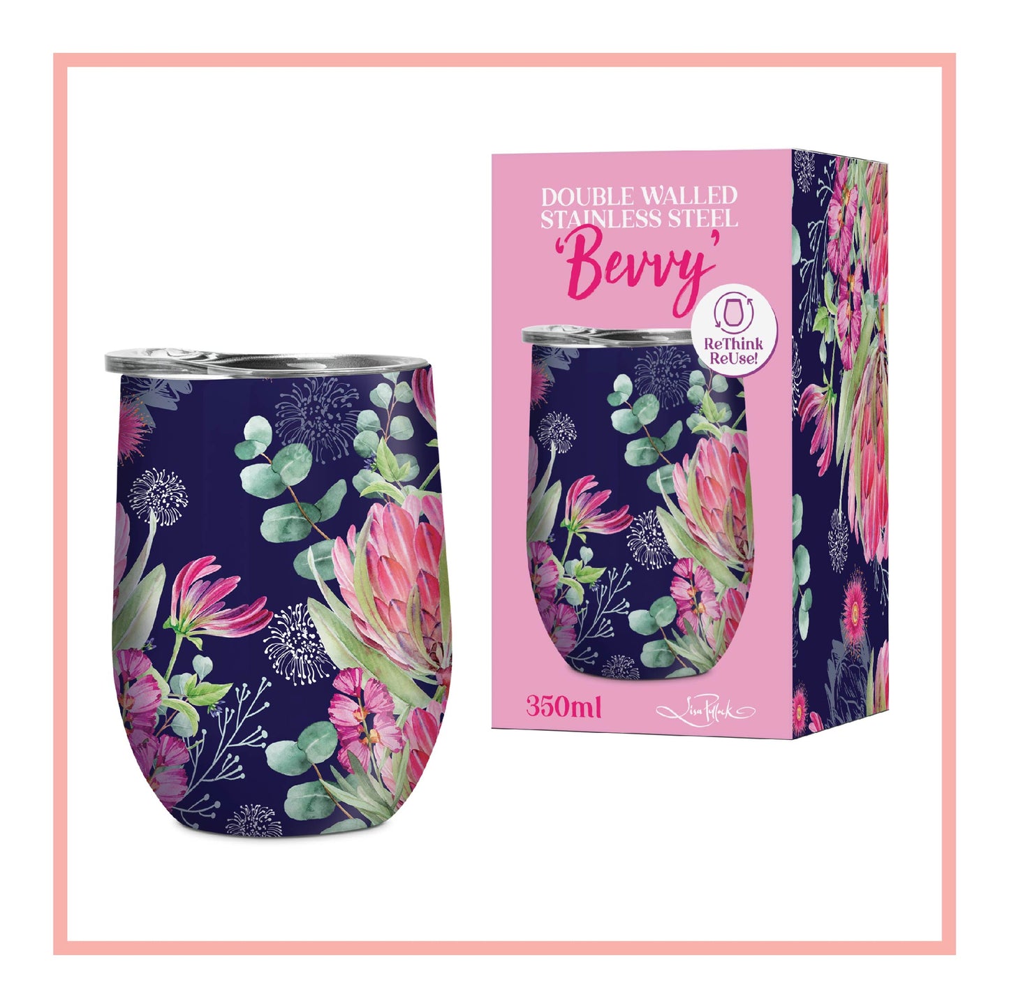 Lisa Pollock - 350ml Stainless "Bevvys"/Tumblers