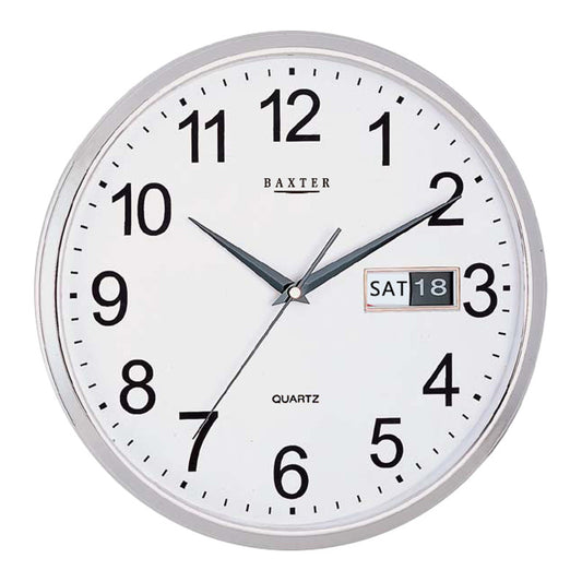 Analogue clock with date display - Silver