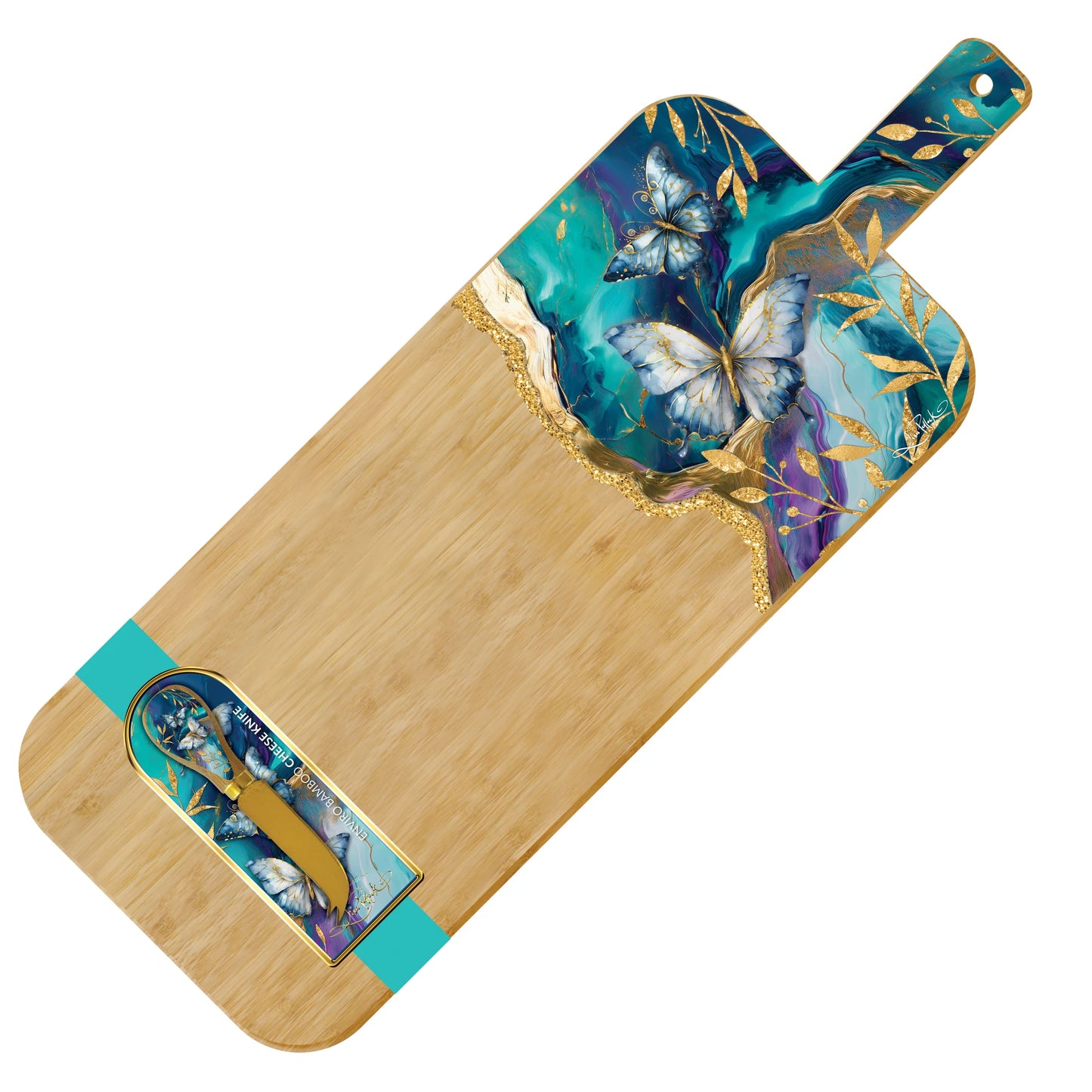 Large Resin Bamboo Platter with Cheese Knife | Lisa Pollock