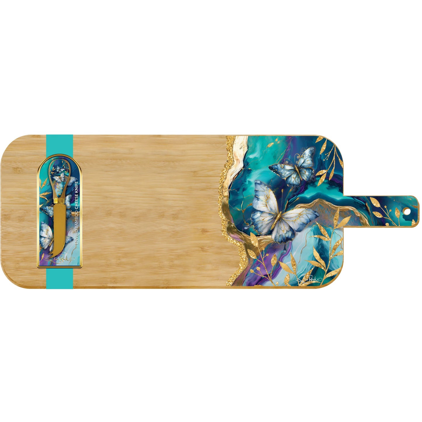 Large Resin Bamboo Platter with Cheese Knife | Lisa Pollock