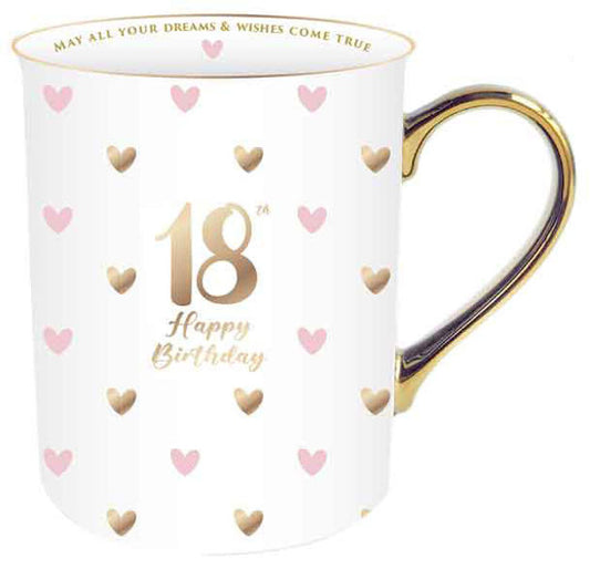Sweethearts Mug with Gold Handle - 18th Birthday