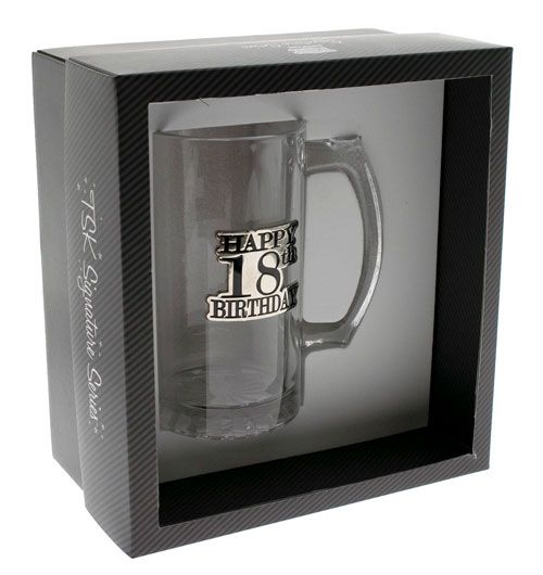 18th Birthday Badged Stein Glass