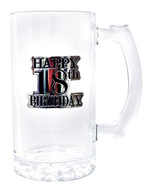 18th Birthday Badged Stein Glass