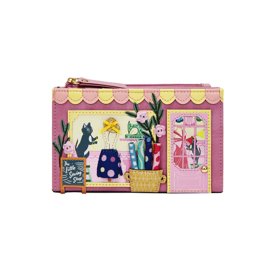 Vendula Sewing Shop Compact Folding Wallet | Raspberry Edition | Vendula London