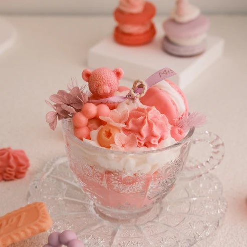 Sweet Treats Candle with teddy bear in Vintage Teacup Set | Miss Blooms