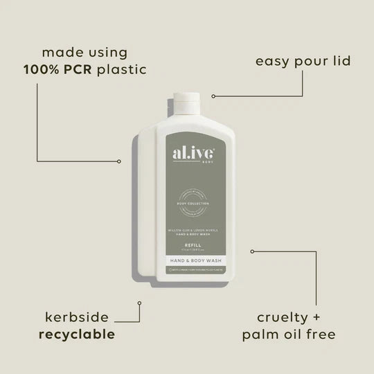 1 L Wash Refill | Willow Gum & Lemon Myrtle | al.ive