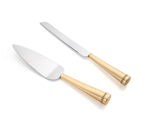 Gold Plated Handle Cake Knife & Server