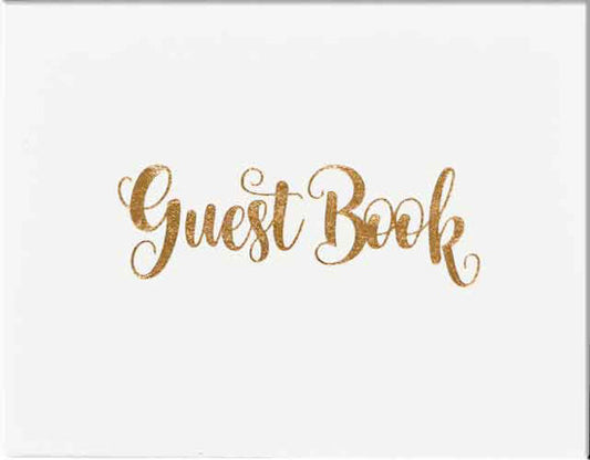 Guest Book -  White with Rose Gold Writing